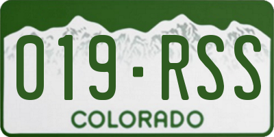 CO license plate 019RSS