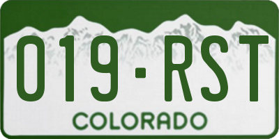 CO license plate 019RST