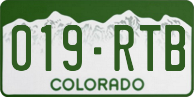 CO license plate 019RTB