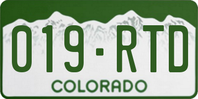 CO license plate 019RTD