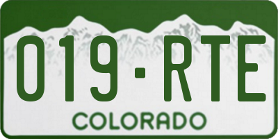 CO license plate 019RTE