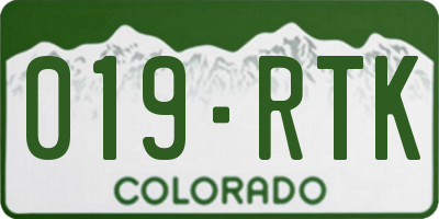 CO license plate 019RTK