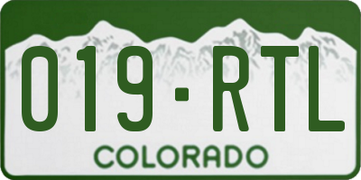 CO license plate 019RTL