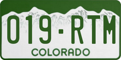 CO license plate 019RTM