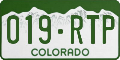 CO license plate 019RTP