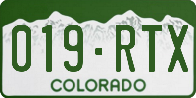 CO license plate 019RTX