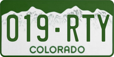 CO license plate 019RTY