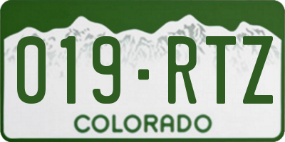 CO license plate 019RTZ
