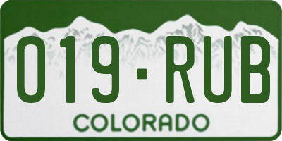 CO license plate 019RUB