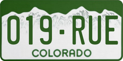 CO license plate 019RUE