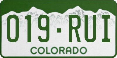 CO license plate 019RUI