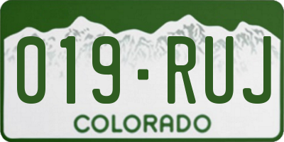 CO license plate 019RUJ