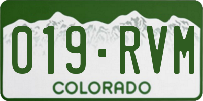 CO license plate 019RVM