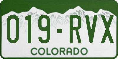 CO license plate 019RVX