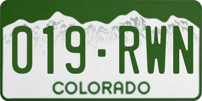 CO license plate 019RWN