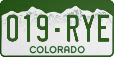 CO license plate 019RYE