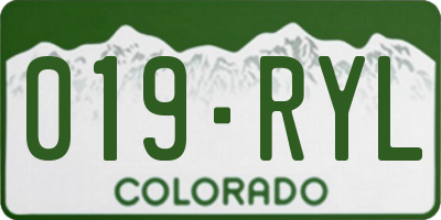 CO license plate 019RYL