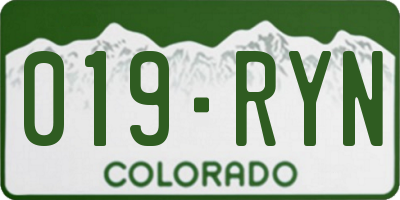 CO license plate 019RYN