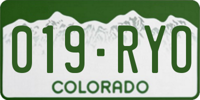 CO license plate 019RYO