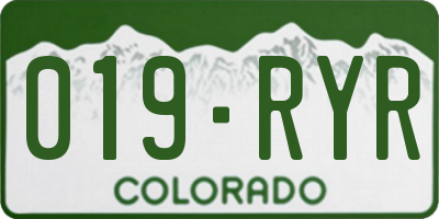 CO license plate 019RYR