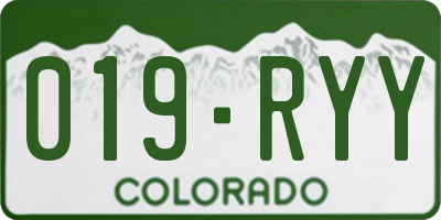 CO license plate 019RYY