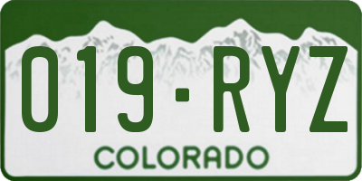 CO license plate 019RYZ