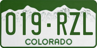 CO license plate 019RZL