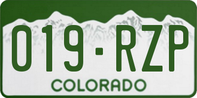 CO license plate 019RZP