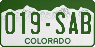 CO license plate 019SAB