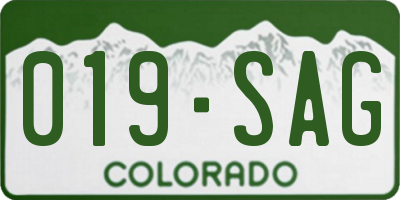 CO license plate 019SAG
