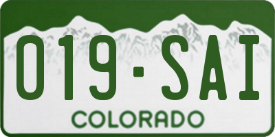 CO license plate 019SAI