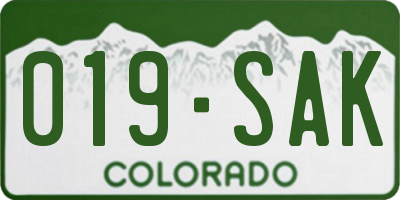 CO license plate 019SAK