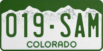 CO license plate 019SAM