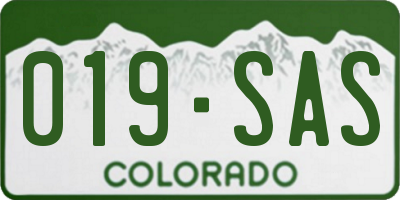CO license plate 019SAS