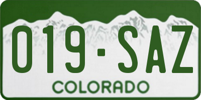 CO license plate 019SAZ