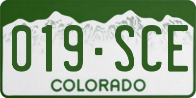 CO license plate 019SCE
