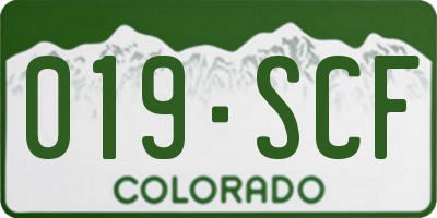 CO license plate 019SCF