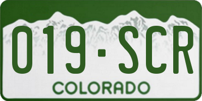 CO license plate 019SCR
