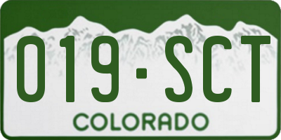 CO license plate 019SCT
