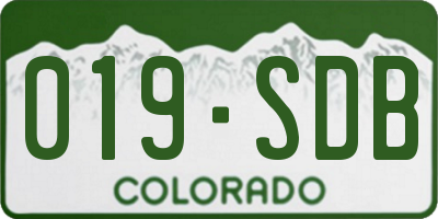 CO license plate 019SDB