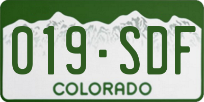 CO license plate 019SDF