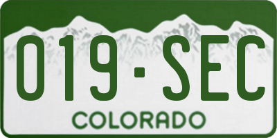 CO license plate 019SEC