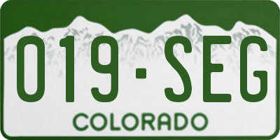 CO license plate 019SEG