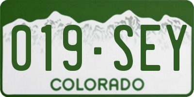 CO license plate 019SEY