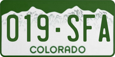CO license plate 019SFA