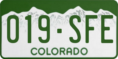 CO license plate 019SFE