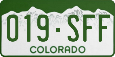 CO license plate 019SFF