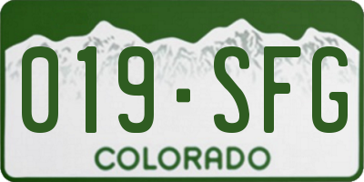 CO license plate 019SFG