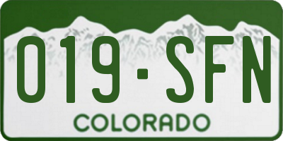 CO license plate 019SFN
