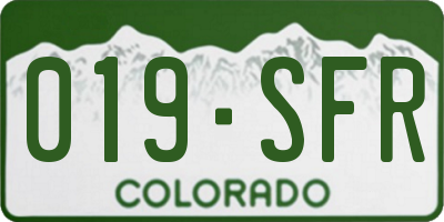 CO license plate 019SFR